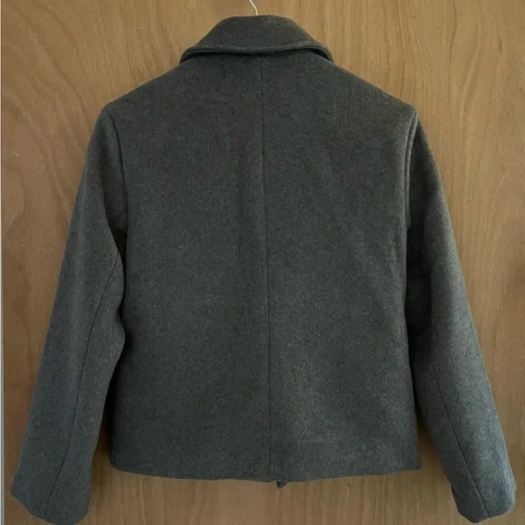 NWT Abercrombie & Fitch Gray Wool Blend Pea Coat - Picture 2 of 4